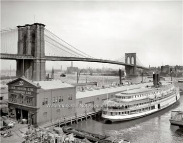 Rare Brooklyn Bridge East River 1905 Photo Manhattan New York City River Boats