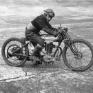 VINTAGE NOSTAGLIC LOOKING NORTON BRITISH MOTORCYCLE RACER BLACK & WHITE PHOTO