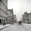 TOLEDO OHIO SUMMIT STREET PHOTO 1909 NOSTALGIC ANTIQUE AUTOMOBILES COBBLE STONE