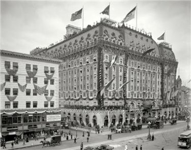 HOTEL ASTOR TIMES SQUARE AREA NEW YORK CITY PHOTO 1909 NOSTALGIC HORSE CARRIAGES