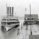 VINTAGE PASSENGER STEAMSHIP THE NEW YORK ON HUDSON RIVER ALBANY DOCKS PHOTO 1906