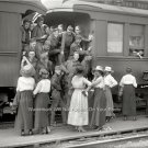 VINTAGE LOOKING U.S. SOLDIERS WORLD WAR ONE 1919 PHOTO WASHINGTON D C TRAIN CARS