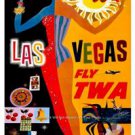 LAS VEGAS NEVADA GAMBLING CASINOS RARE CLASSIC TWA AIRLINES TRAVEL POSTER PHOTO