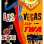 LAS VEGAS NEVADA GAMBLING CASINOS RARE CLASSIC TWA AIRLINES TRAVEL POSTER PHOTO