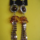 NEW= Fashion Earrings For Ladies: Silver tone metal/brown  pearl beads