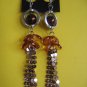 NEW= Fashion Earrings For Ladies: Silver tone metal/brown  pearl beads