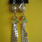 NEW= Fashion Earrings For Ladies: Silver tone metal/yellow  pearl beads