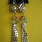 NEW= Fashion Earrings For Ladies: Silver tone metal/yellow  pearl beads