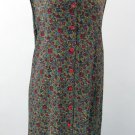 April Cornell Dress Red Blue Green Sleeveless Button Down - Size M