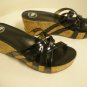 NEW Nurture TRUTH Black Patent Leather Cork Wedge Sandals Sz 9.5 M - NWOB