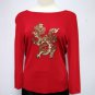Sweaterworks Red Embellished Sweater Chinese Dragon Sequin sz PM