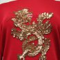 Sweaterworks Red Embellished Sweater Chinese Dragon Sequin sz PM