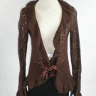 Next Era Couture Deep Brown Lightweight Lace Mohair Blend Retro Cardigan Sz M