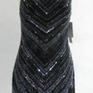 Scala Crisscross Sz Medium Strap Black and Silver Beaded Evening Dress