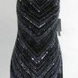 Scala Crisscross Sz Medium Strap Black and Silver Beaded Evening Dress