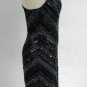 Scala Crisscross Sz Medium Strap Black and Silver Beaded Evening Dress