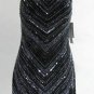Scala Crisscross Sz Medium Strap Black and Silver Beaded Evening Dress