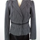 White House Black Market Jacket Pin Striped Cotton Blend Grosgrain Ribbon Size 8