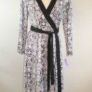 Tahari Sz Small Black and White Geometric Print Kate Wrap Dress