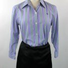LAUREN Ralph Lauren Purple and Green Striped 100% Cotton Dress Career Shirt sz s