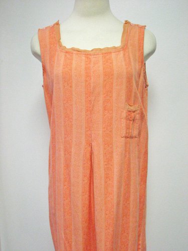April Cornell Dress S Peach Strip Flac Linen Chiffon Tank Shift Maxi vintage