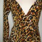 NWT Norma Kamali Sz XS Brown Black Leopard Sweetheart Wrap Dress