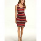 Calvin Klein Dress Sz 10 Pink Red Black Zigzag Knit Lightweight Tank Dress