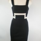 Diane Von Furstenberg Sz 2 Black With Ivory Geometric Trim Stretch Sheath Dress