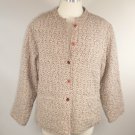 April Cornell Jacket Tan & Maroon Quilted Floral w/ Mandarian Collar Sz Small