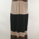 A.N.A. Sz Large Brown Black Color Block Halter Stretch Maxi Dress NWT
