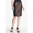 NWT Michael Kors Skirt Sz 0 Black Leopard Colorblock Pencil Skirt