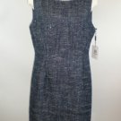 Calvin Klein Sz 12 Side Zipped Blue and Silver Metallic Tweed Sheath