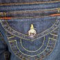 True Religion Becky 32x31 Stretch Low RIse Dark/Medium Blue Summer Jeans Sz 27