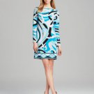Michael Kors Sz Large Summer Blue Marquee Print Boat Neck Dress NWT