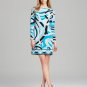 Michael Kors Sz Large Summer Blue Marquee Print Boat Neck Dress NWT