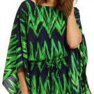 NWT MICHAEL KORS Sz S/M Wild Scarf PonchoTop Bright Palm Green