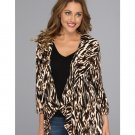 Calvin Klein Sz 10 Black and White Animal Printed Front Draped Jacket