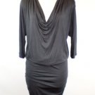 NWOT Alice + Olivia Charcoal Gray Drape Neck Bottom Ruched Blouson Dress