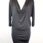 NWOT Alice + Olivia Charcoal Gray Drape Neck Bottom Ruched Blouson Dress