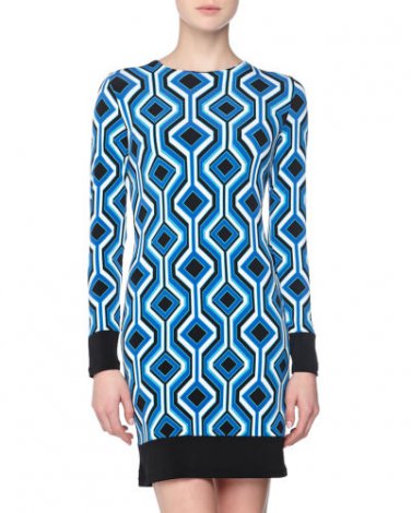 NWT Michael Kors Sz 10 Amalfi Blue Diamond Geo Print Sheath Dress