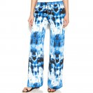 NWT Michael Kors Sz 4 Amalfi Blue MK Drawstring Wide Leg Tie Dye Pants