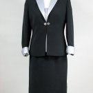 Kasper Skirt Suit 3pc Grey Black Career Business  Size 2p