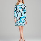 NWT Michael Kors Sz L Summer Blue Marquee Print Boat Neck Dress