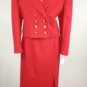 CHRISTIAN DIOR Red 2 Piece Long Skirt Double Breasted Jacket Career Suit Sz 12