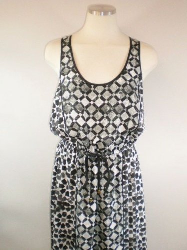 NWT Michael Kors Sz L Amalfi Black Kaleidoscope Geometric Print Maxi Dress