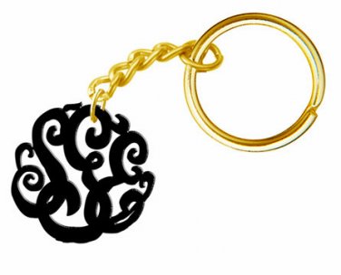 Monogram Keychain Acrylic Gold tone
