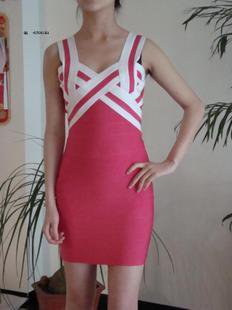 NEW Womens V-neck Bodycon bandage party prom dress pink Wholesale