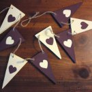 Handmade wooden bunting cream & Brown hearts