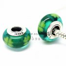 S925 Silver Clover Murano Glass Beads Charms Fits European jewelry Bracelets ZS042