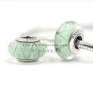 S925 Silver Green Looking Murano Glass Beads Charms Fits European Pan Bracelets ZS044